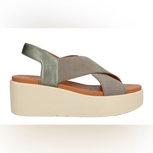 Geox Olive Green Platform Wedge Sandals - Size 6